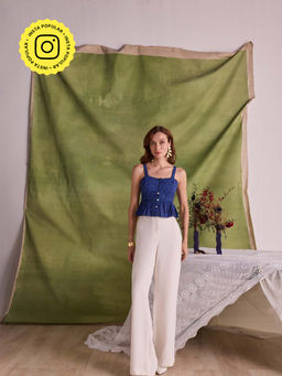 Style Island - Stella Schiffli Crop Top-Blue