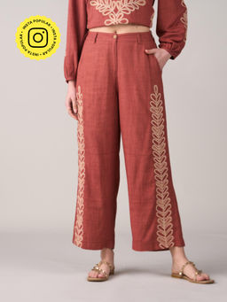 Style Island - Jane Embroidered Pant-Brown