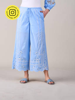 Style Island - Stella Embroidered Pant-Blue