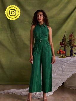 Style Island - Julie Green Jumpsuit with Belt (Set of 2)