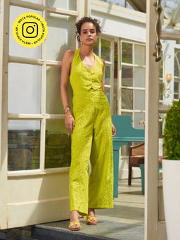 Style Island - Briana Halter Yellow Jumpsuit