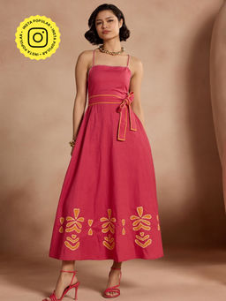 Style Island - Clara Linen Blend Maxi Dress With Belt (Set of 2)