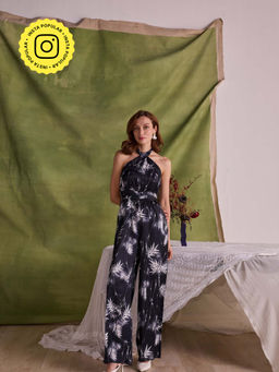 Style Island - Black Jemma Satin Jumpsuit