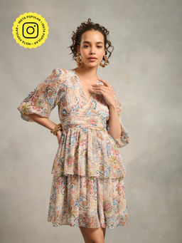 Style Island - Beige Callie Printed Mini Dress