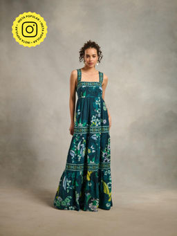 Style Island - Green Cristine Printed Maxi Dress