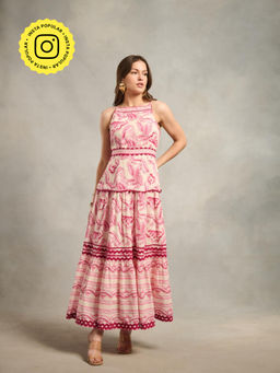 Style Island - Pink Carol Printed Maxi Dress