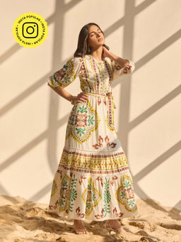 Style Island - White Amy Printed Maxi Dress