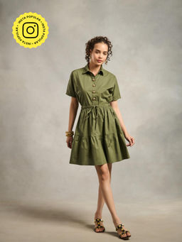 Style Island - Harper Olive Mini Dress
