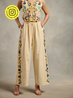 Style Island - Orange Embroidered Relaxed Pant