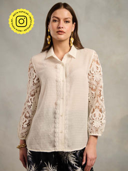 Style Island - Off White Alia Lace Shirt