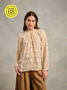Style Island - Beige Bianca Jacquard Top