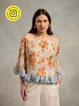 Style Island - Blue Julie Pleated Top