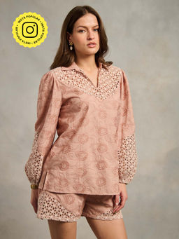 Style Island - Peach Lisa Schiffli Top