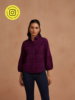 Style Island - 3D Blossom Shirt - Purple