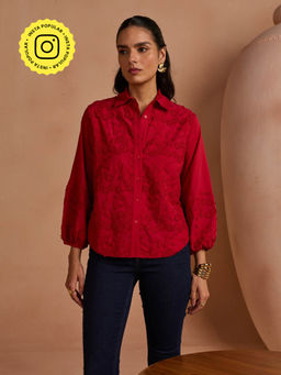 Style Island - 3D Blossom Shirt - Red