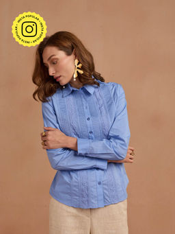 Style Island - Sharon Poplin Shirt - Blue