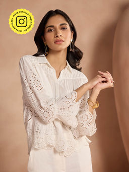 Style Island - Alba Schiffli Shirt - White