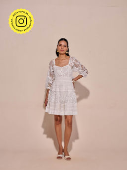 Style Island - Evelyn 3D Floral Dress - White