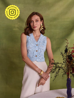 Style Island - Natalie Lace Top - Blue