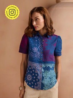 Style Island - Linen Printed Shirt - Blue