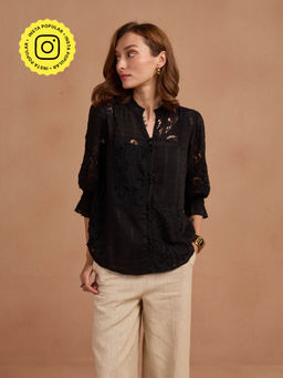 Style Island - Adeline Lace Blouse - Black