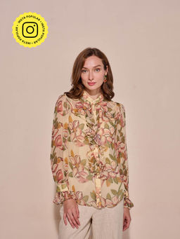 Style Island - Kiara Ruffle Chiffon Top - Yellow
