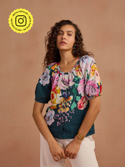 Style Island - Linen Printed Shirt - Teal
