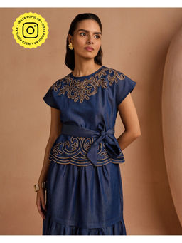 Style Island - Ava Denim Cutwork Top with Belt
