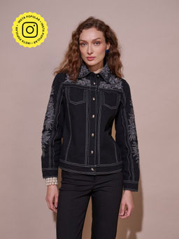 Style Island - Women Lucy Embroidered Black Jacket
