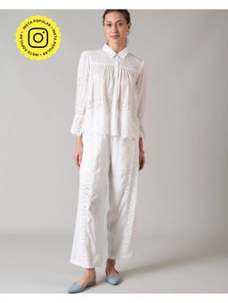 Style Island - Women Cotton White Pant