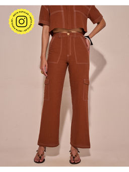 Style Island - Women Cotton Brown Cargo Pant