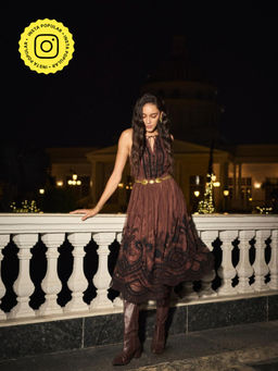 Style Island - Brown Nicole Mesh Midi Dress
