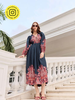 Style Island - Blue Isabel Printed Midi Dress