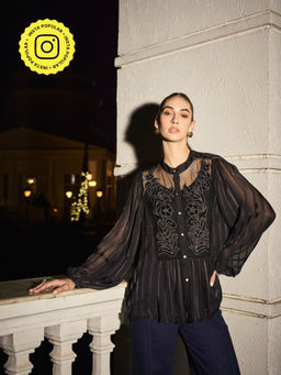 Style Island - Black Ayanka Mulberry Top