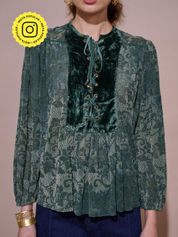 Style Island - Green Aria Burnt-Velvet Top