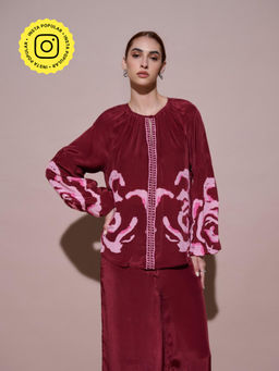 Style Island - Maroon Grace Mulberry Printed Top