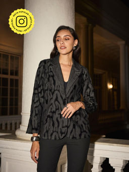 Style Island - Black Arden Denim Velvet Blazer