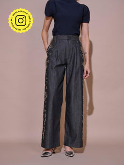 Style Island - Black Rosie Embellished Denim Pant