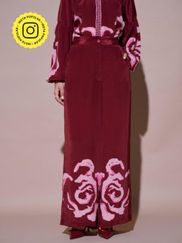 Style Island - Maroon Grace Mulberry Printed Pants