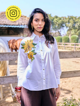 Style Island - White Amber Embroidered Shirt