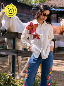 Style Island - White Paula Embroidered Shirt