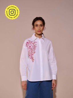 Style Island - White Stella Embellished Shirt