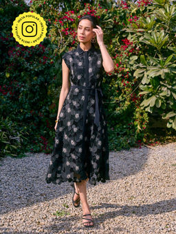 Style Island - Black Sera Lace Midi Dress with Belt
