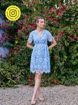 Style Island - Blue Cindy Lace Mini Dress
