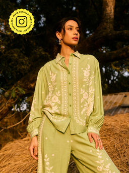Style Island - Green Rachel Printed Shirt