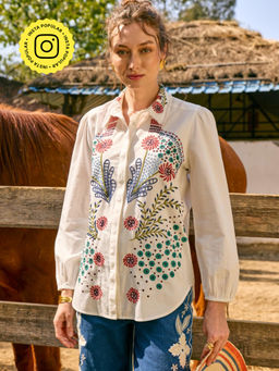 Style Island - White Lara Embroidered Shirt