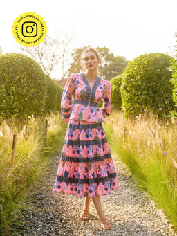 Style Island - Pink Edwina Printed Skirt