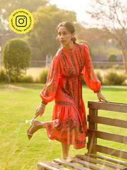 Style Island - Orange Freya Printed Dress with Belt