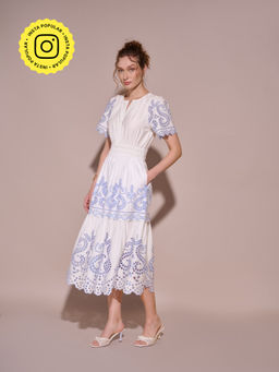 Style Island - Laila White Schiffli Dress
