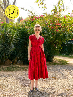 Style Island - Red Lily Textured Dress with Belt